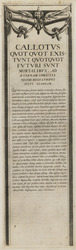 Bordüre mit der Beschreibung der Belagerung von La Rochelle auf Latein