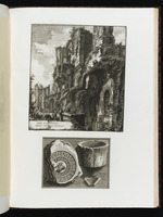 Seite mit zwei Darstellungen: Seitenansicht des Kastells und zwei Fragmente von Rohrleitungen