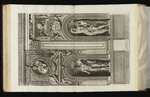 Teil der Galerieseite der Galleria Farnese mit Statuen von Antinous und Apollon