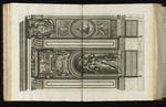 Teil der Galerieseite der Galleria Farnese mit Fortitudo in einem Medaillon und dem Wappen von Alessandro Farnese