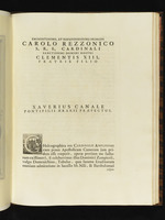 Textseite mit Initiale und Widmung an C. Rezzonico und S. Canale
