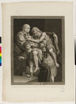 Aeneas, der seinen Vater Anchises mit den Hausgöttern trägt, und sein Sohn Ascanius