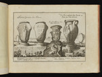 Einige ägyptische Vasen und das Relief einer Sphinx