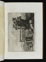 Ansicht des hexastylen Hypäthraltempels und des Gymnasions in Paestum von Süden