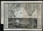 Karte des Golfs von Neapel mit seinen antiken Stätten und Ausbruch des Vesuvs