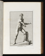 Statue eines zum Schlag ausholenden Gladiators mit Bart