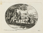 Ludwig XIV. zu Pferde und Angriff auf eine Stadt im Hintergrund