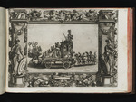 Festwagen mit Virginio Orsini als Mars in einem ornamentalen Rahmen