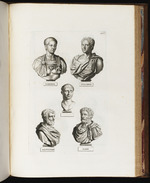 Fünf Büsten, darunter Gordian III., Ptolemaios I. Soter, Aelius Caesar und Clodius Albinus