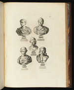 Fünf Büsten, darunter Konstantin I. und Antonia Minor