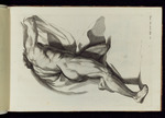 Studie eines Mannes mit Tuch in Seitenansicht, das linke Knie aufgestützt