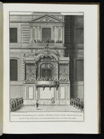 Ansicht des königlichen Balkons, errichtet anlässlich der Feier zur Vermählung Louise-Elisabeths von Frankreich mit Philipp von Parma