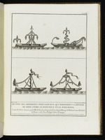 Entwurf verschiedener mit Lampions geschmückter Boote