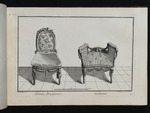 Toilettenstuhl mit ovaler Lehne und Hocker mit Armlehnen, Blatt aus der Folge C