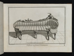 Ottomane mit nach rechts aufsteigender Rückenlehne von einer Räuchervase und Lorbeerzweig bekrönt, Blatt aus der Folge F