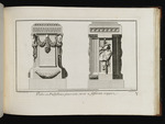 Zwei Piedestale, eines mit Widderköpfen und Girlanden und eines mit einer Trophäe verziert, Blatt aus der Folge Y
