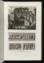 oben: Ansicht eines Torbogens des Diokletianpalastes; unten: Fries des Diokletianpalastes
