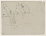 Studie zu dem Gemälde "Hochzeitsschmaus", sitzende Mädchen in Tracht in Rückenansicht