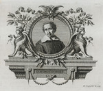 Porträt Giacomo Cavedones, von zwei Sphingen flankiert