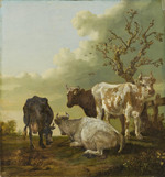 Vier Kühe auf einer Weide