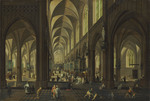 Das Innere der Antwerpener Kathedrale bei Tageslicht (Figuren von Frans Francken II. und Simon de Vos)
