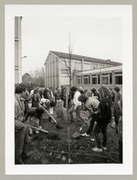 Pflanzung des Friedensbaumes, Hof der Jacob-Grimm-Schule, Fotodokumentation "7000 Eichen", documenta 7