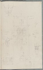 Bad Hersfeld, Stiftskirche, Bauaufnahme des Katharinenturms, Studie zu GS 12443, Außenansicht, Details der Fenstersäulen