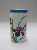 Zylindrische Vase mit Emailfarbendekor
