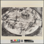 oblique plan of Königsplatz from South, Entwurfszeichnung für die documenta-Arbeit 1987