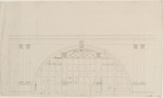 Kassel-Wilhelmshöhe, Schloß, Weißensteinflügel, Beletage, Thronsaal (Raum 102), Entwurf für die Innenwand mit Bogenöffnung, Aufriß