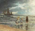 Die vier Kinder des Malers am Strand