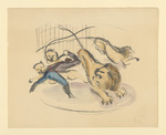 Vier Löwen um Mann mit Peitsche in der Manege, Blatt der Folge "Zirkusbilder"
