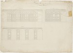 Kassel-Wilhelmshöhe, Schloß, Weißensteinflügel, Erdgeschoß, Bibliothekssaal (Raum 4), Entwurf für die Boiserie, Aufriß