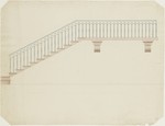 Kassel-Wilhelmshöhe, Schloß, Corps de Logis und südlicher Verbindungsbau (?), Entwurf für eine Außentreppe, Aufriß