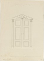 Kassel-Wilhelmshöhe, Schloß, Corps de Logis, Kuppelsaal, Entwurf für die Tür, Aufriß