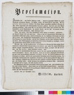 Proklamation des Kurfürsten Wilhelm I. über seine Rückkehr