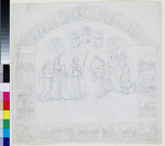 Studie zu einem Wandbild zum Leben Martin Luthers, mit einer großen und 13 kleinen Szenen, Durchzeichnung eines Entwurfs