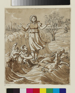 Johanna Sebus, Illustration zu einem Gedicht von Johann Wolfgang von Goethe; verso Skizze für Knabendoppelporträt als Brustbild