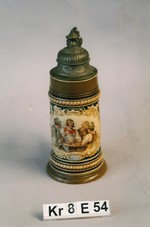 Bierkrug mit Zinndeckel (Andenkenkrug)