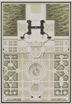 Kassel-Wilhelmshöhe, Schloß, Entwurf zur Gesamtanlage mit Garten, Lageplan