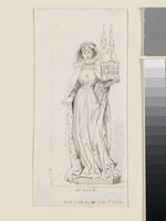 Hl. Elisabeth mit Kirchenmodell, Nachzeichnung einer Skulptur aus der Elisabethkirche in Marburg