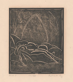 Die Traumstube ist Dunkel, Blatt 8 der Folge "Zwölf Linolschnitte nach Rainer Maria Rilke