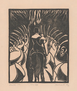 Der von Langenau ist tief im Feind, Blatt 12 der Folge "Zwölf Linolschnitte nach Rainer Maria Rilke