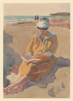 Lesende Frau am Strand