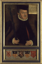 Philipp der Großmütige Landgraf von Hessen-Kassel, darunter Wappentafel