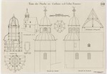 Geilnau, ev. Kapelle, Bauaufnahme des Chorturms, Ansicht, Grundrisse, Aufriß und Schnitt