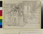 Illustration zu Tiecks "Melusine": Melusine wird von ihren Frauen in die Brautkammer geführt