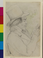 Porträt eines lesenden Mannes im Profil nach rechts; verso: Skizzen beim Rudern
