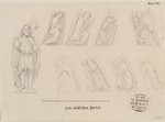Korbach, St. Kilian, Südportal, Bauaufnahme der Figuren, Vorder- und Seitenansicht