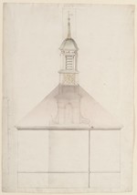 Kassel, Garnisonkirche, Entwurf zum Turm, Aufriß